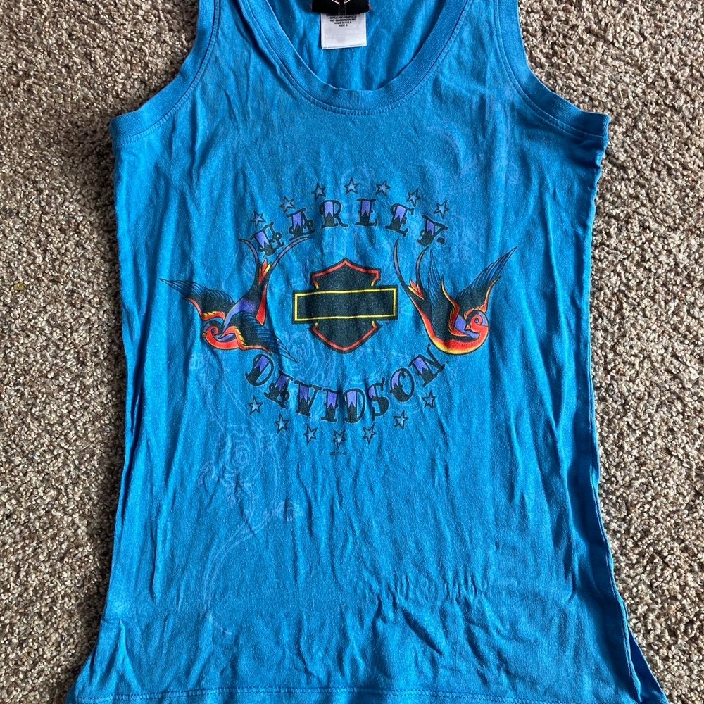 Harley-Davidson Adamec Jacksonville Blue Graphic Tank Top Womens Small